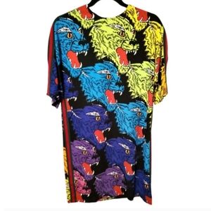 Gucci 2018 Tiger Colorful Panther Feline Cat Face Mini Party Holiday Dress XS 38